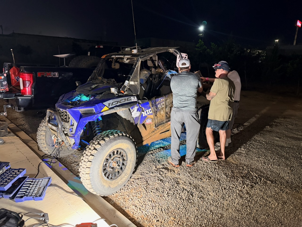 High Altitude Racing crew servicing car 355 at the hotel