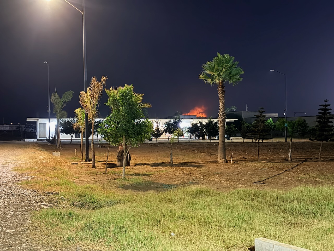 Wildfire glowing near the High Altitude Racing team's overnight stop