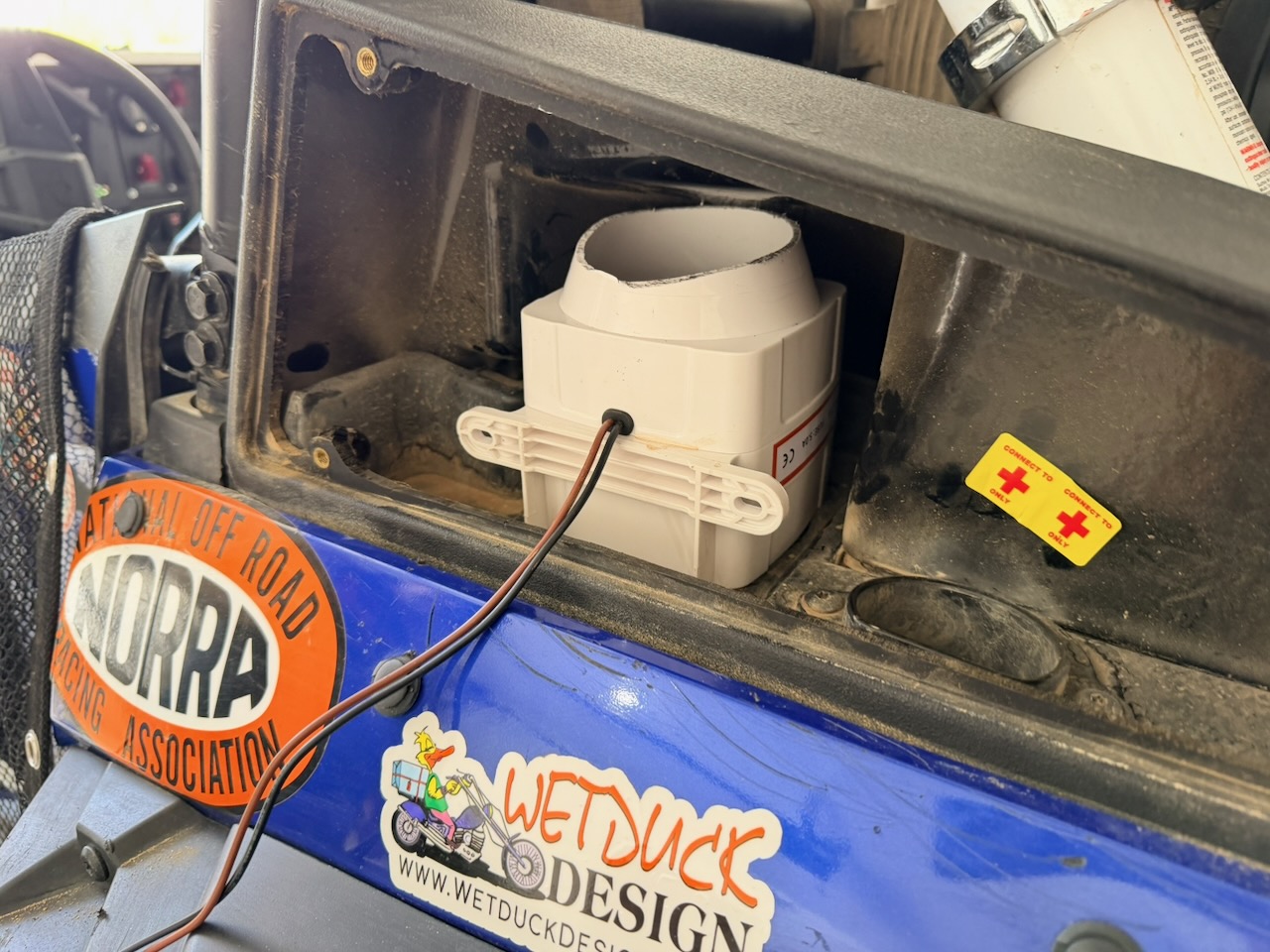 Bilge blower being prepared for the CVT cooling intake