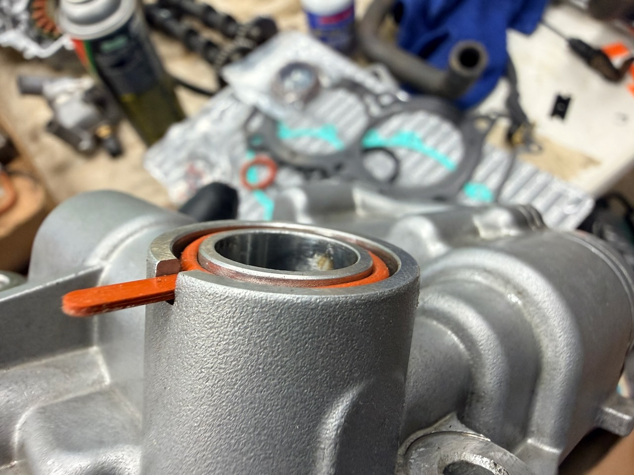 Close-up of the cleaned engine oil pickup