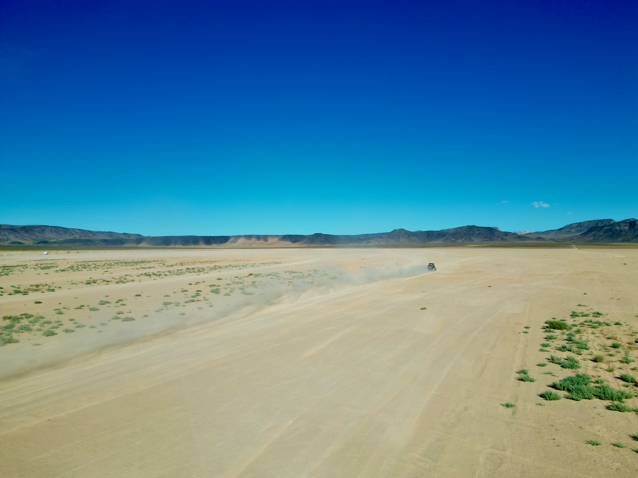 Race car testing on the dry lakebed near Jean, Nevada