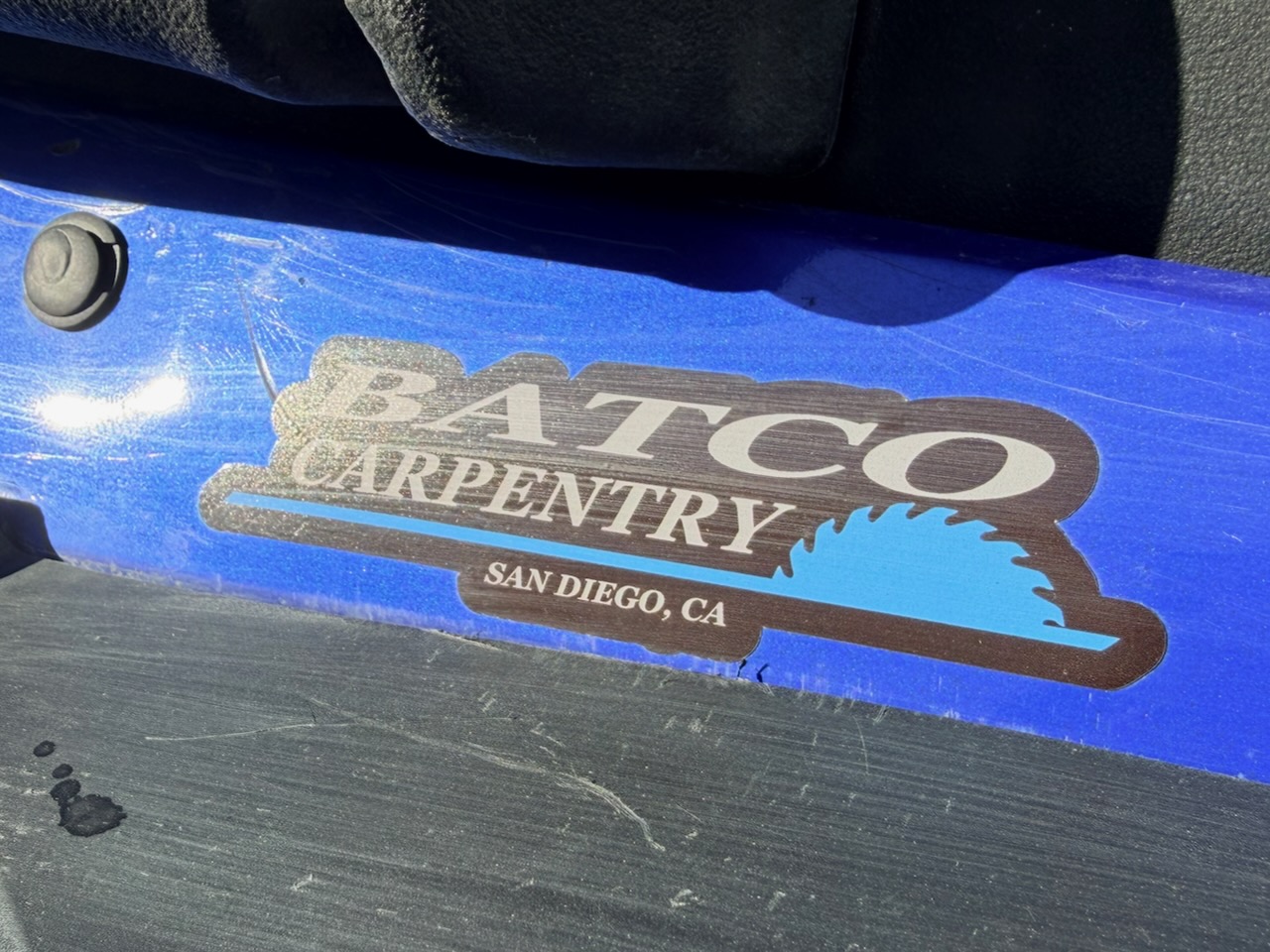 BATCO Carpentry sponsor sticker on race car 355